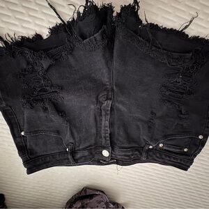 Black Distressed Denim shorts